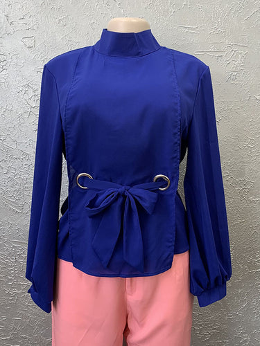 1435364 Loose Wrap Bandage Hollow Solid Color Split-Joint Blouses&Shirts Tops
