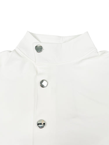 Manga larga Suelta Abotonada Color sólido Con articulación dividida Cuello alto Mini vestidos Sudadera