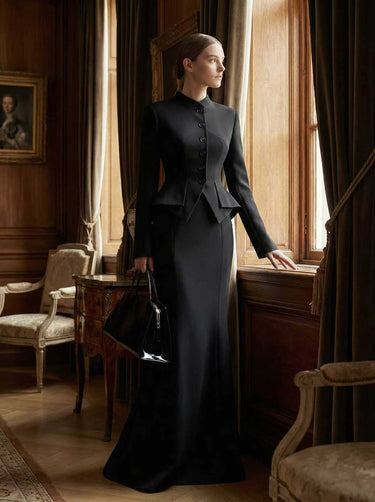 Elasticated Waist Irregularity Buttoned Solid Color Stand Collar Blouses&Shirts Tops