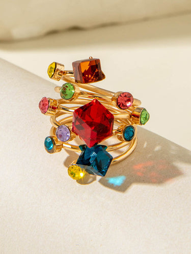 1784763 Geometric Rhine Stones Rings Accessories