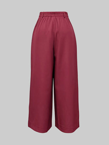 Loose Ninth Pants Solid Color Zipper Casual Pants Bottoms Trousers