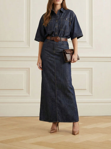 Mangas meia -mangas soltas Bloups abotoadas camisas