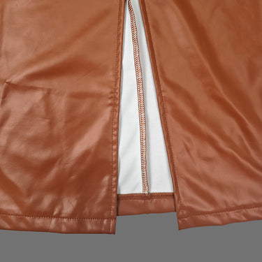 Uzun kollu sıska kuşaklı düğmeli bölünmüş eklem yaka midi elbiseler gömlek elbise