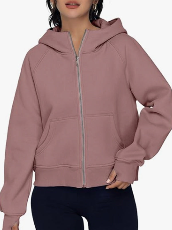 Casual Pocket Zipper Hooded Outerwear(3 Colors) main image 0