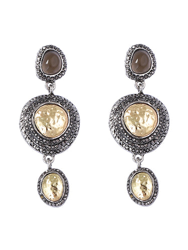 1715982 Chains Geometric Rhinestone Shiny Earrings Accessories