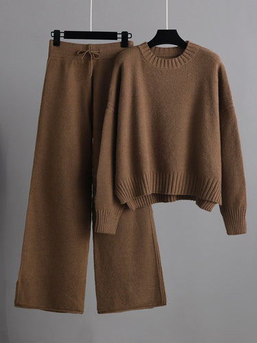 Urban Lose Long Sleeves Feste Farbfarbe mit hoher Tischlieger und Weitbeinhosenanzügen