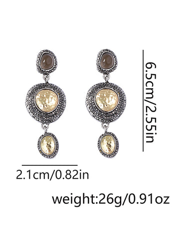 1715983 Chains Geometric Rhinestone Shiny Earrings Accessories