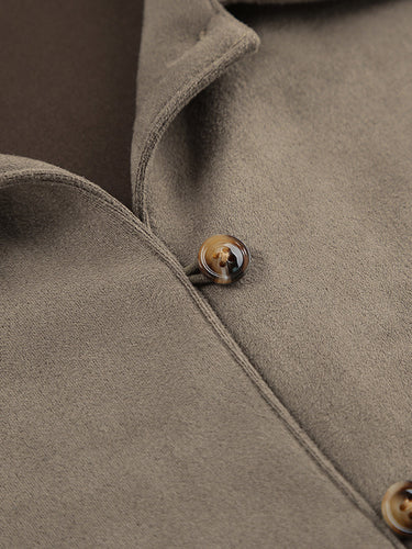 1742244 Long Sleeves Loose Buttoned Solid Color Split-Joint Lapel Blouses&Shirts Tops Outerwear