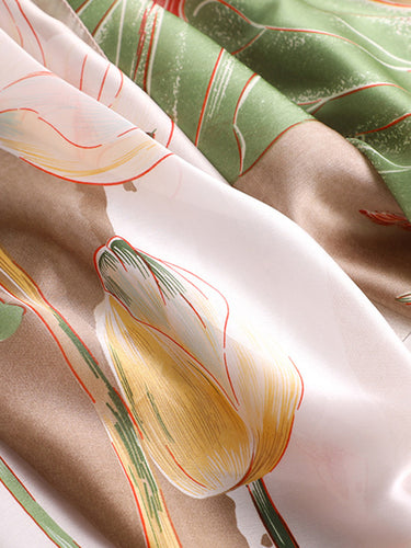 الأزهار القديمة المطبوعة حرير تقليد وشاح شال