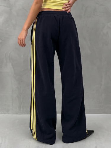 1772723 Hoog getailleerde wijde pijpen, elasticiteit, zakken, gestreepte broek, broek