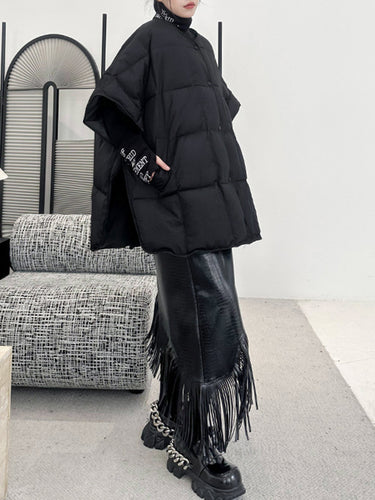 1720746 Batwing Sleeves Half Sleeves Buttoned Solid Color Round-Neck Padded Vest