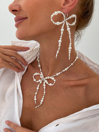 Brincos de queda de Bowknot + Acessórios de colares