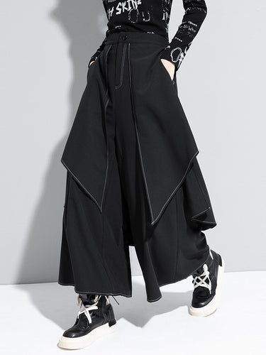 ゆるい偽のスプリットジョイントワイドレッグパンツ