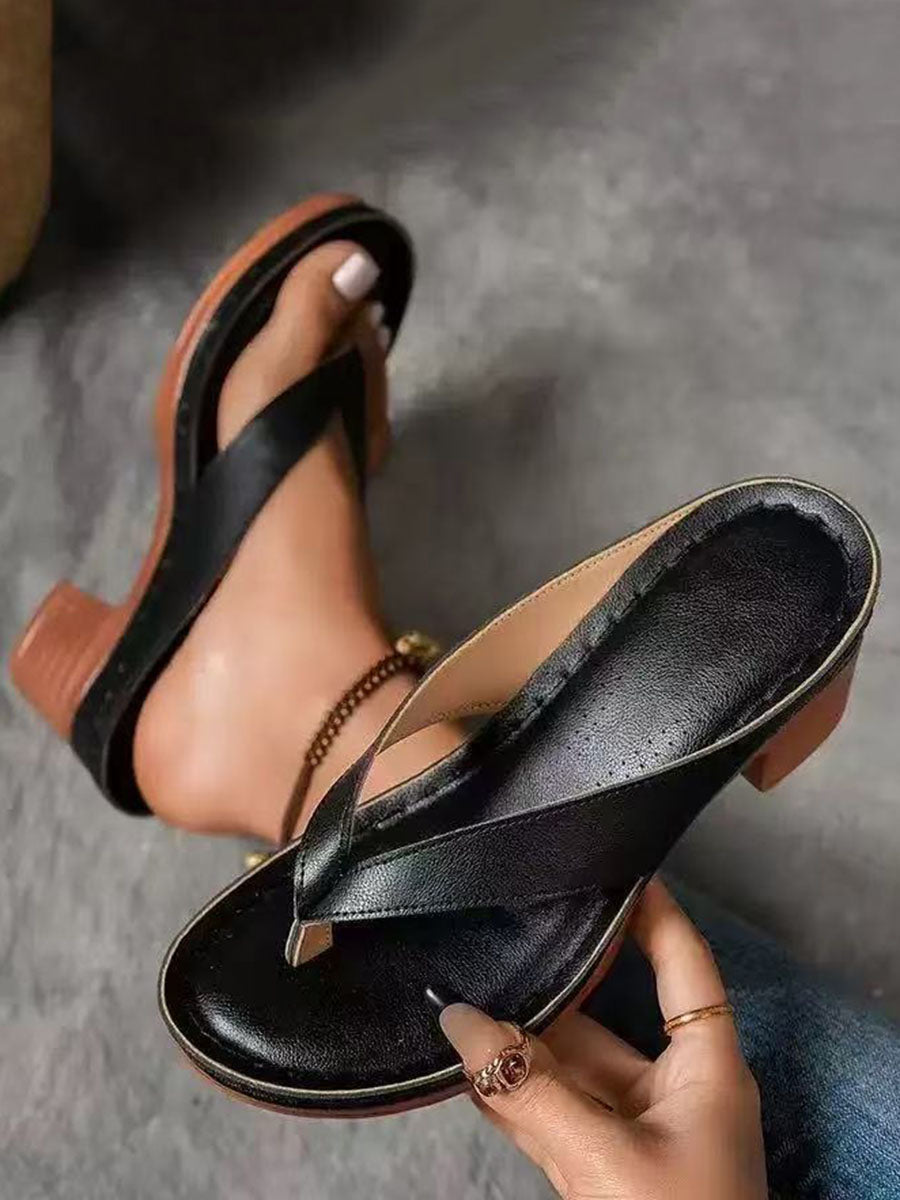 Square Heel Open Toe Flip Flops Sandals – Uoozee official