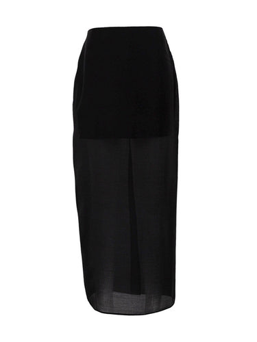 1740857 Bodycon High Waisted See-Through Solid Color Split-Joint Skirts Bottoms