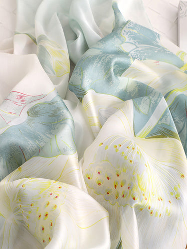 الأزهار القديمة المطبوعة حرير تقليد وشاح شال