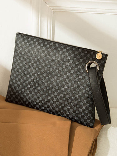 1735831 Crocodile Texture Geometric Print Zipper Handbag