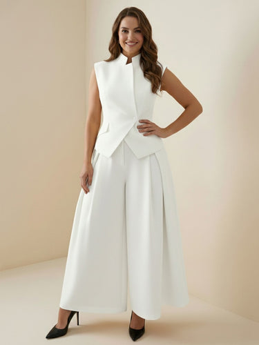 High Waisted Loose Pleated Solid Color Split-Joint Pants