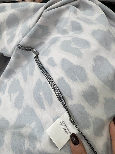 1728912 Elasticated Waist High Waisted Contrast Color Leopard Pleated Split-Joint V-Neck Maxi Dresses