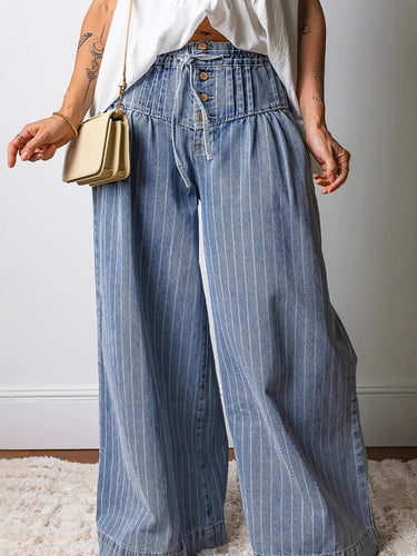 1776969 Pantaloni jeans con tasche elastiche con coulisse a vita alta