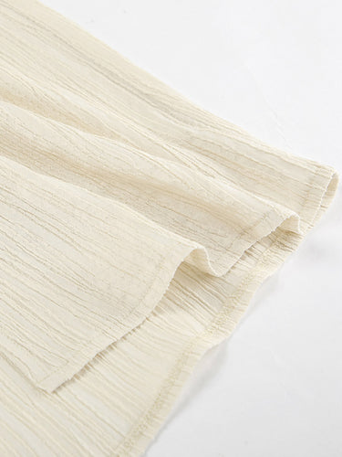 1748659 Cor sólida halter-pescoço recortado plissado split-joint tank top + cintura alta elasticidade amarrada calças de cintura conjunto de duas peças