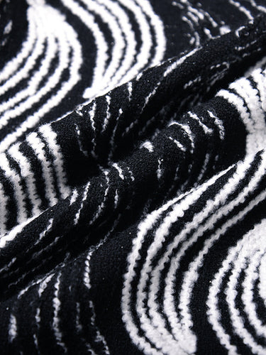 1720705 Long Sleeves Loose Buttoned Contrast Color Pockets Stand Collar Woolen Coat