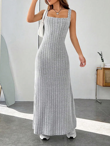 Vestidos de spaghetti de color sólido suelto de línea A