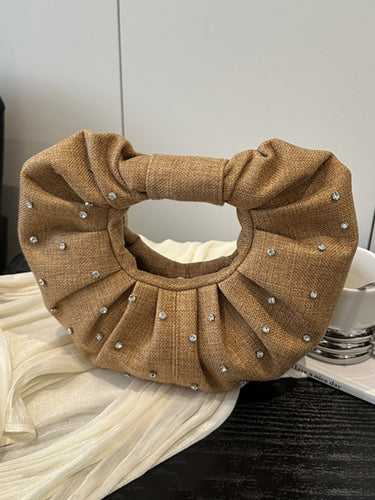 1747945 Geometric Pleated Rhine Stones Evening Bags & Clutches