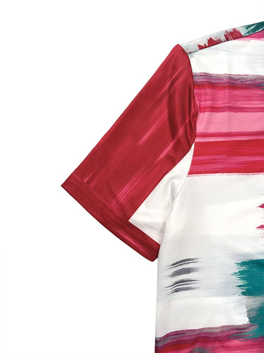 Skinny T-shirts met ronde hals en korte mouwen in contrasterende kleuren en geruite print