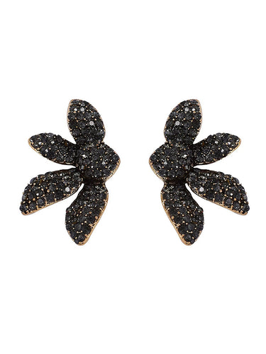 1715948 Flower Shape Geometric Rhinestone Shiny Earrings Accessories