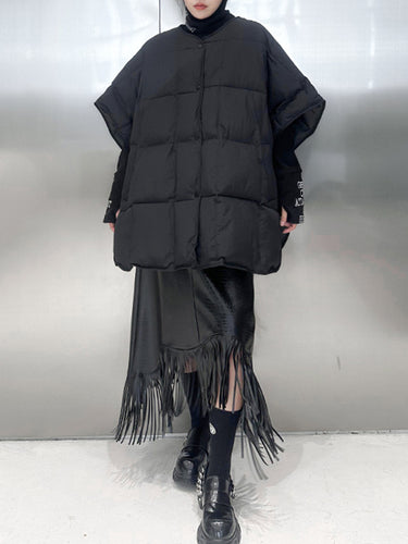 1720748 Batwing Sleeves Half Sleeves Buttoned Solid Color Round-Neck Padded Vest