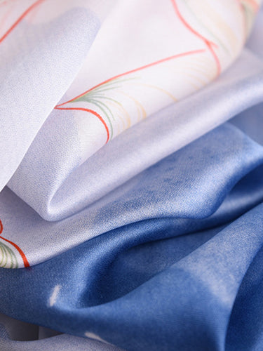 الأزهار القديمة المطبوعة حرير تقليد وشاح شال