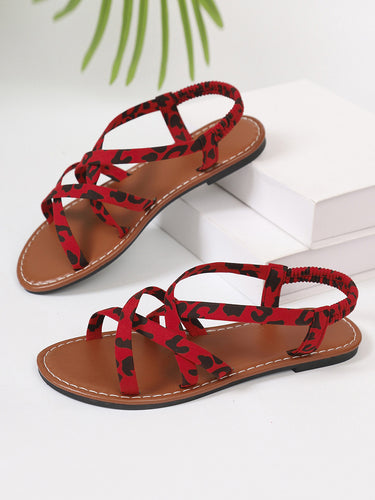 1775884 Sandalias con tiras y puntera abierta de leopardo