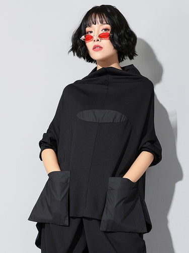 Sıradan yüksek-düşük bölünmüş eklemli Batwing Sleeve T-Shirts üstleri