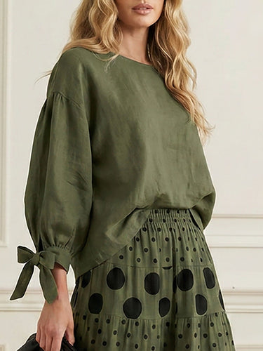 الأكمام الطويلة فضفاضة لون الصلبة غير متماثلة مرتبطة بلوزات وقمصان واحدة من الكتف واحد