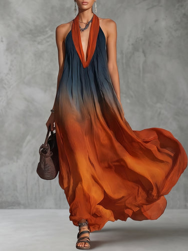 contrast color pleated dress Sofie Two Tone Pleated Maxi Dress, L / Black