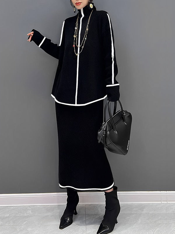 Louisa Contrast Collar Zip Long Sleeve Top