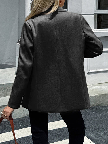 1730597 Long Sleeves Buttoned Pockets Solid Color Notched Collar Suit Outerwear