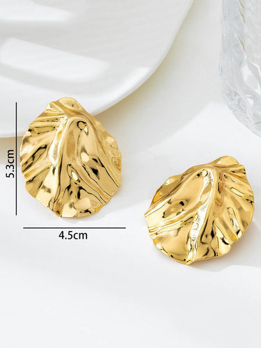 1732496 Geometric Pleated Shiny Earrings Accessories