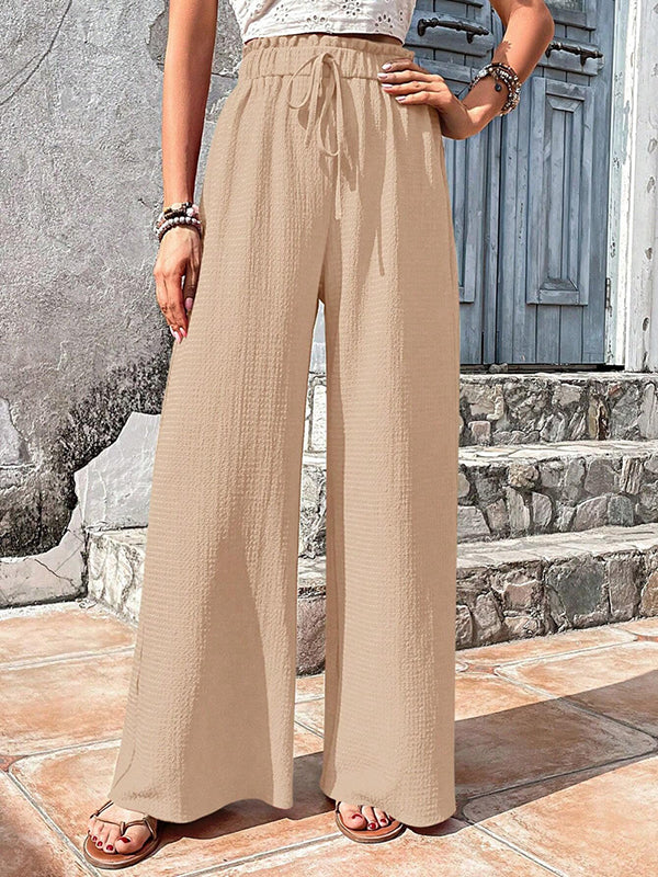 Drawstring Wide-leg Loose-fitting Flared Pants