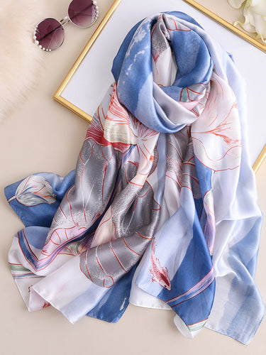 الأزهار القديمة المطبوعة حرير تقليد وشاح شال