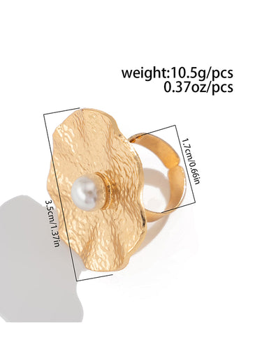 1716779 Geometric Pleated Shiny Rings Accessories