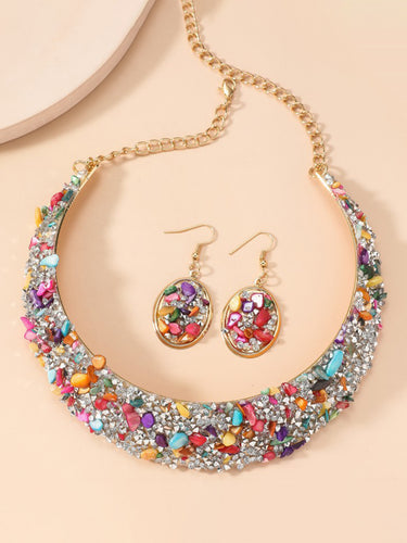 1733546 Irregularity Geometric Rhine Stones Shiny Earrings Accessories Necklaces Accessories Sets