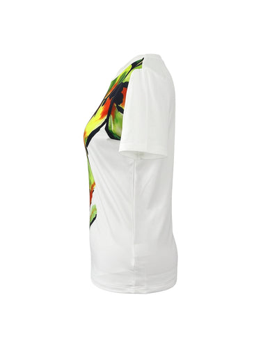 T-shirts met korte mouwen, bloemenprint en ronde hals