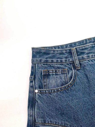 1736068 High Waisted Irregularity Solid Color Split-Joint Split-Side Pants