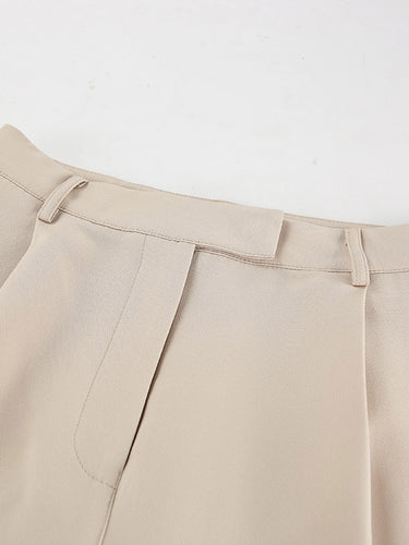1784013 Cropped Sleeveless Buttoned Pockets Solid Color V-Neck Pants Two Pieces Set Vest Top