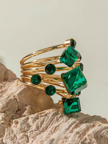1784760 Geometric Rhine Stones Rings Accessories