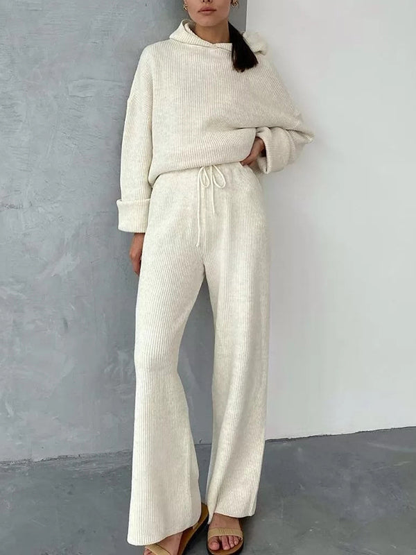 Round Neck Long Sleeve Contrast Color Loose Suit main image 0