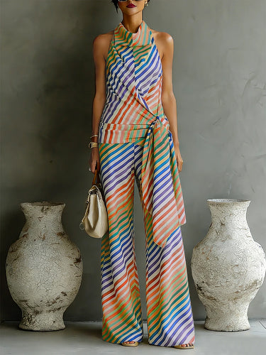 Loose Wide Leg Striped Pants Trousers