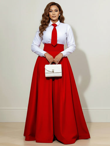 1723198 Elasticated Waist High Waisted Big Hemline Pleated Pockets Solid Color Zipper Skirts Bottoms